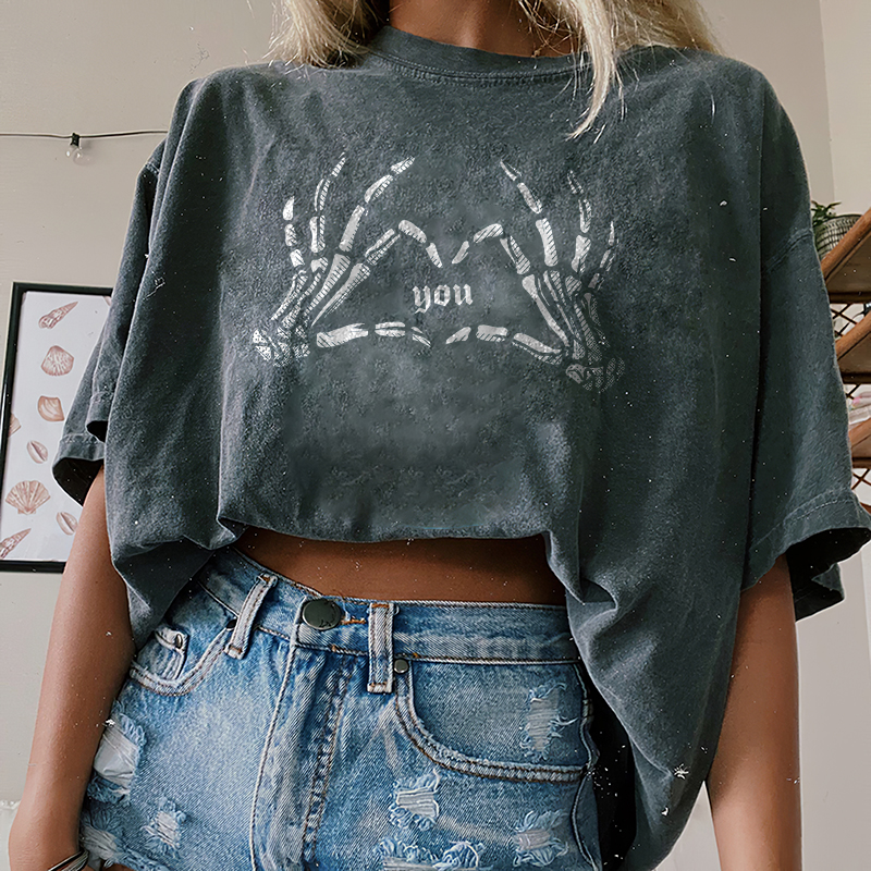 Skull print casual t-shirt