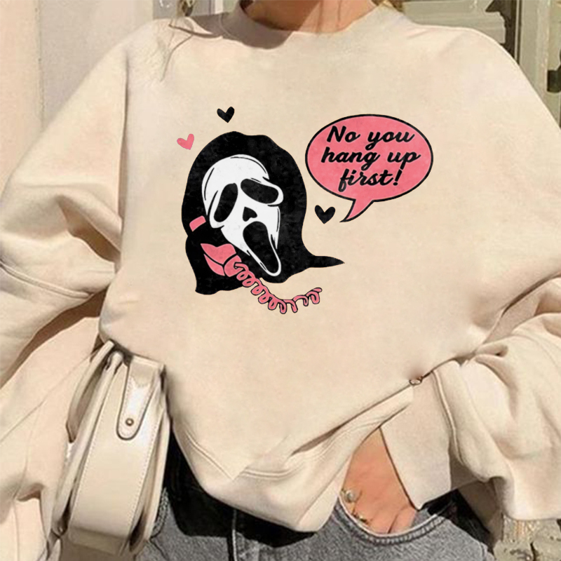 No You Hang Up First Skull Print Sweatshirt