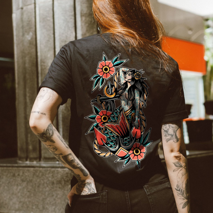 Flower And Mermaid T-shirt