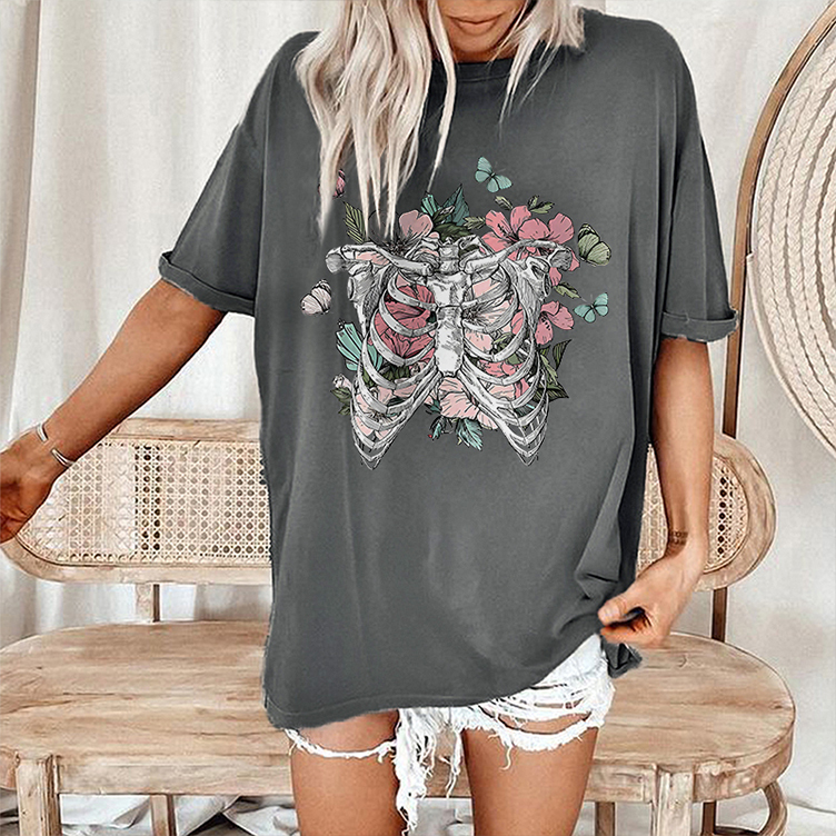 Skeleton And Flowers T-shirt