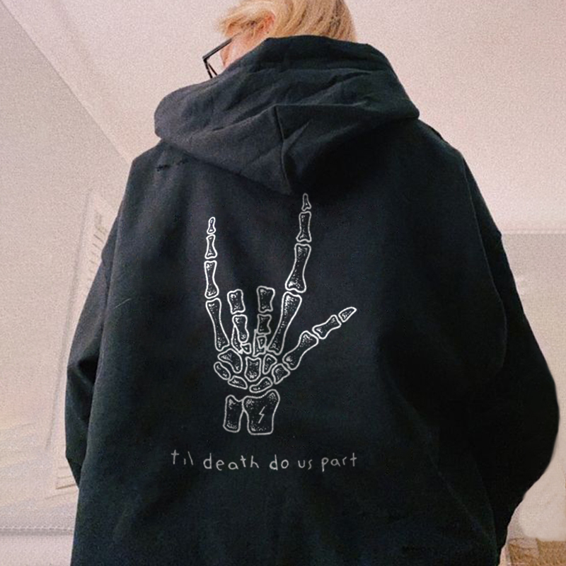 Letter skull finger print hoodie