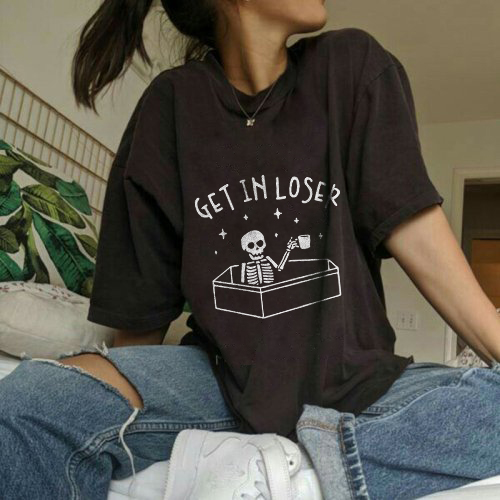 Get In Losers Skull Print T-shirt