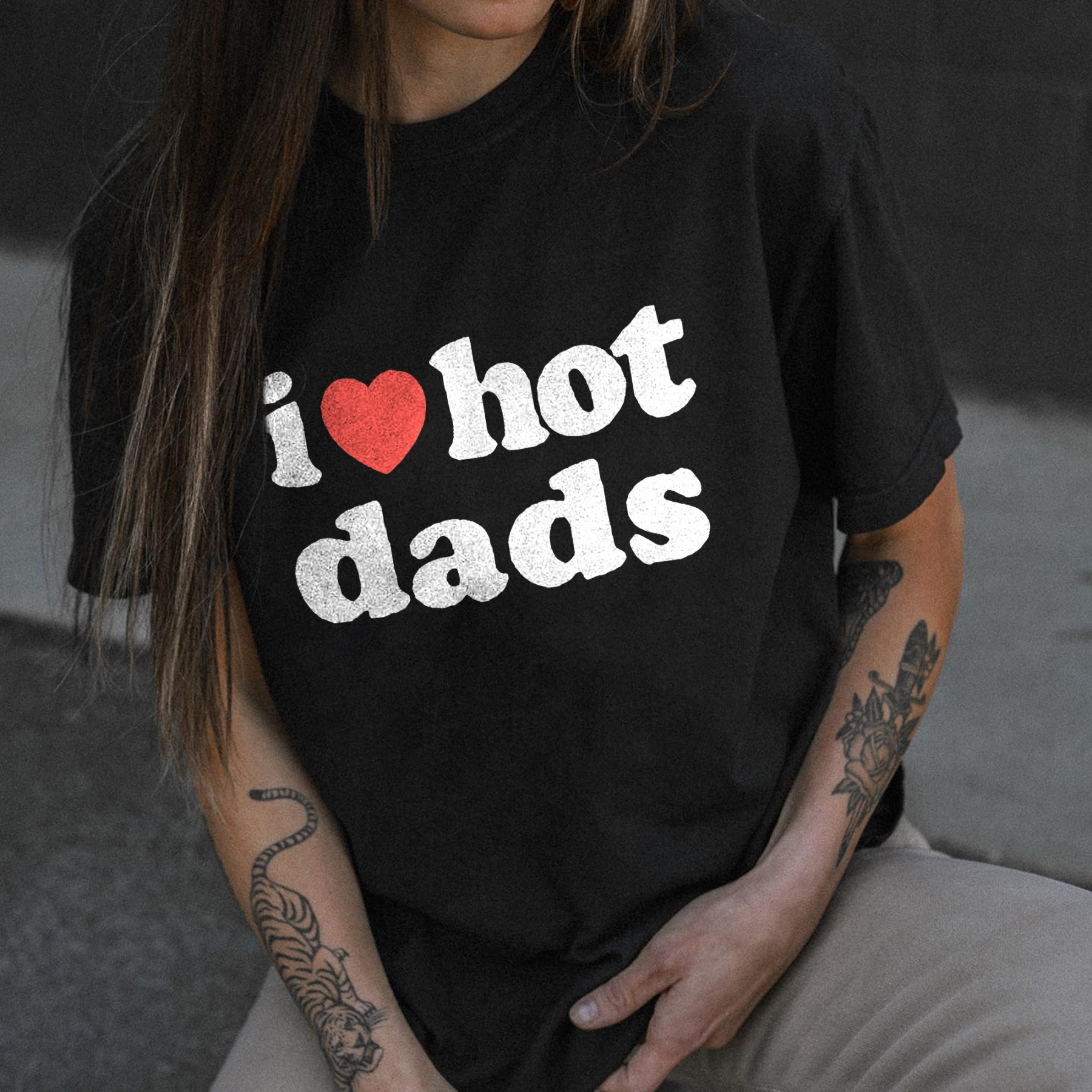 I Love Hot Dads Printed Women's T-shirt