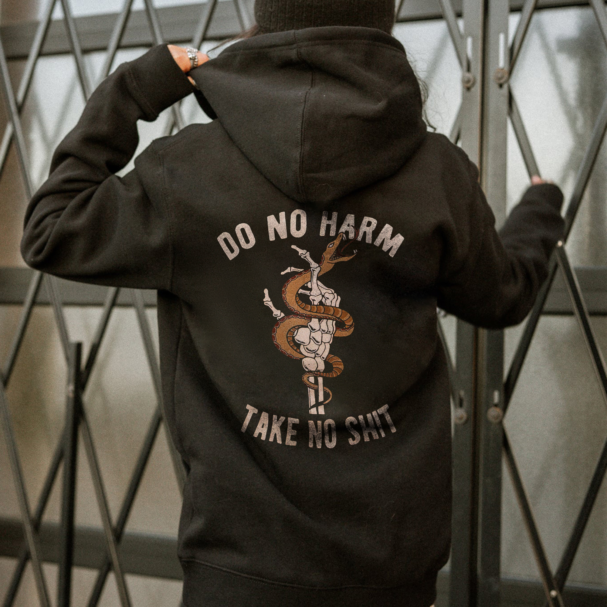 Do No Harm Take No Shit Printed Casual Hoodie
