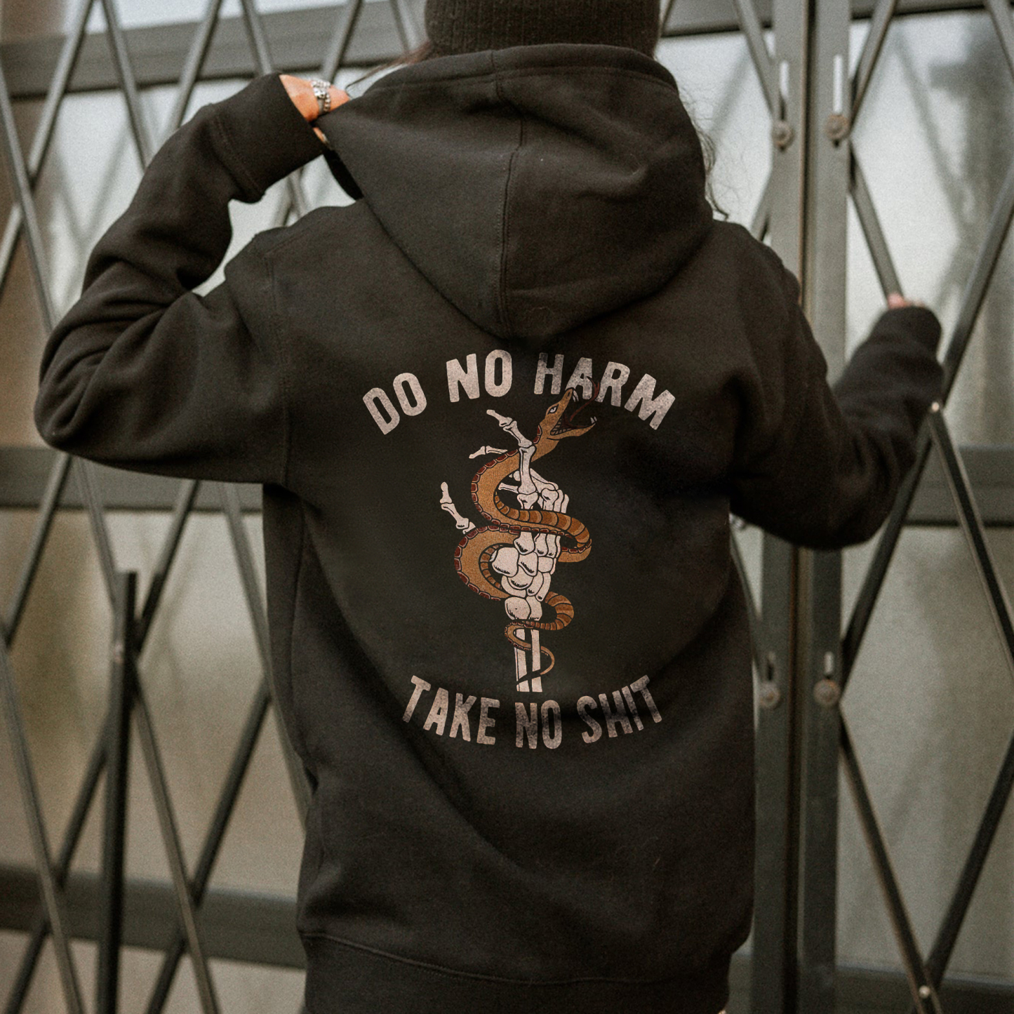 Do No Harm Take No Shit Printed Casual Hoodie