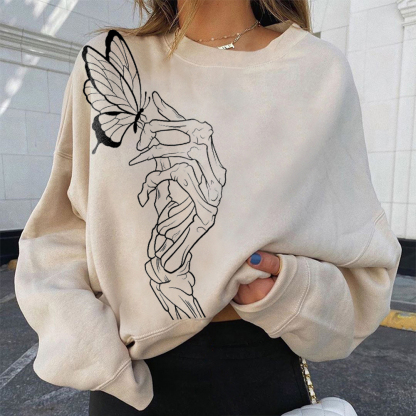 Skeleton And Butterfly Sweatshirt