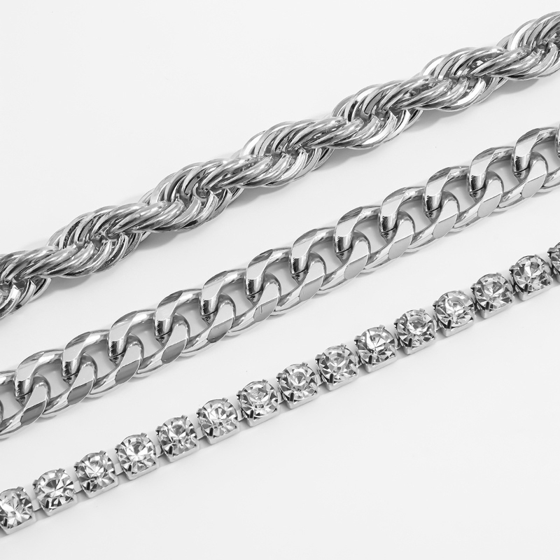 Twist chain with diamond all-match fashion bracelet set