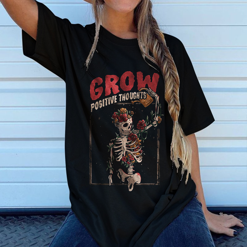 Grow Positive Thoughts Skeleton T-shirt