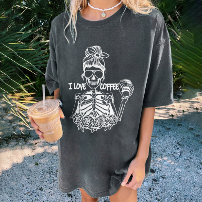 I Love Coffee Skull T-shirt