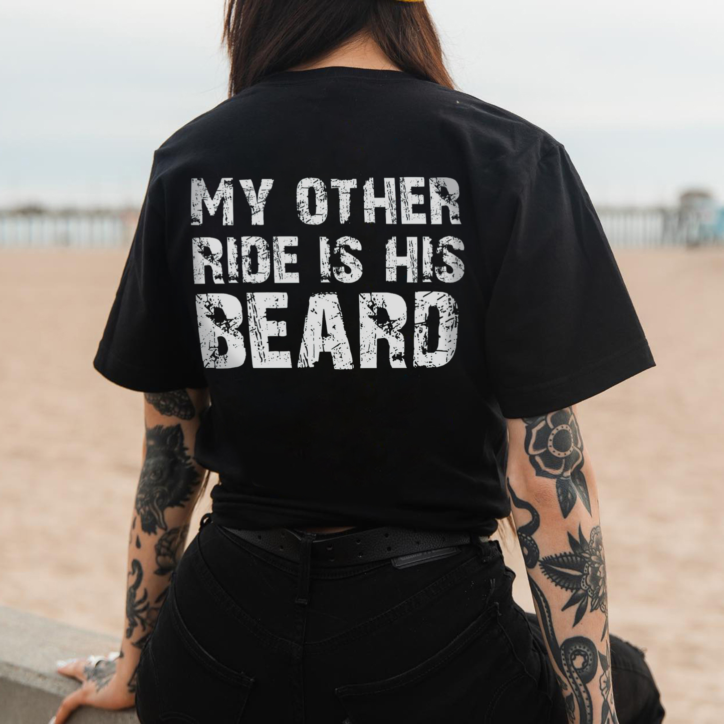 My Other Ride Is His Beard Printed Women's T-Shirt