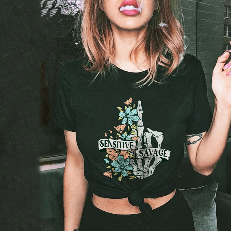 Sensitive Savage Sketelon T-shirt