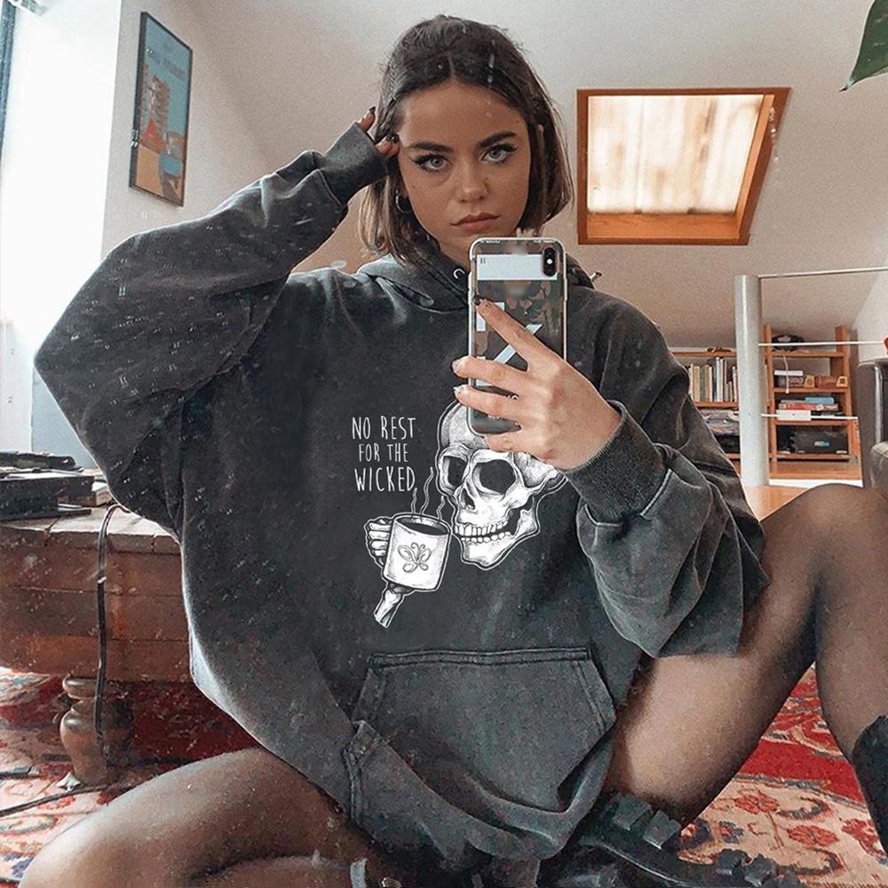 No rest for the wicked skull hoodie