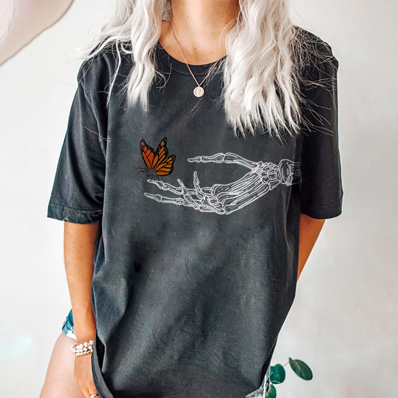 Skeleton Hand And Butterfly T-shirt