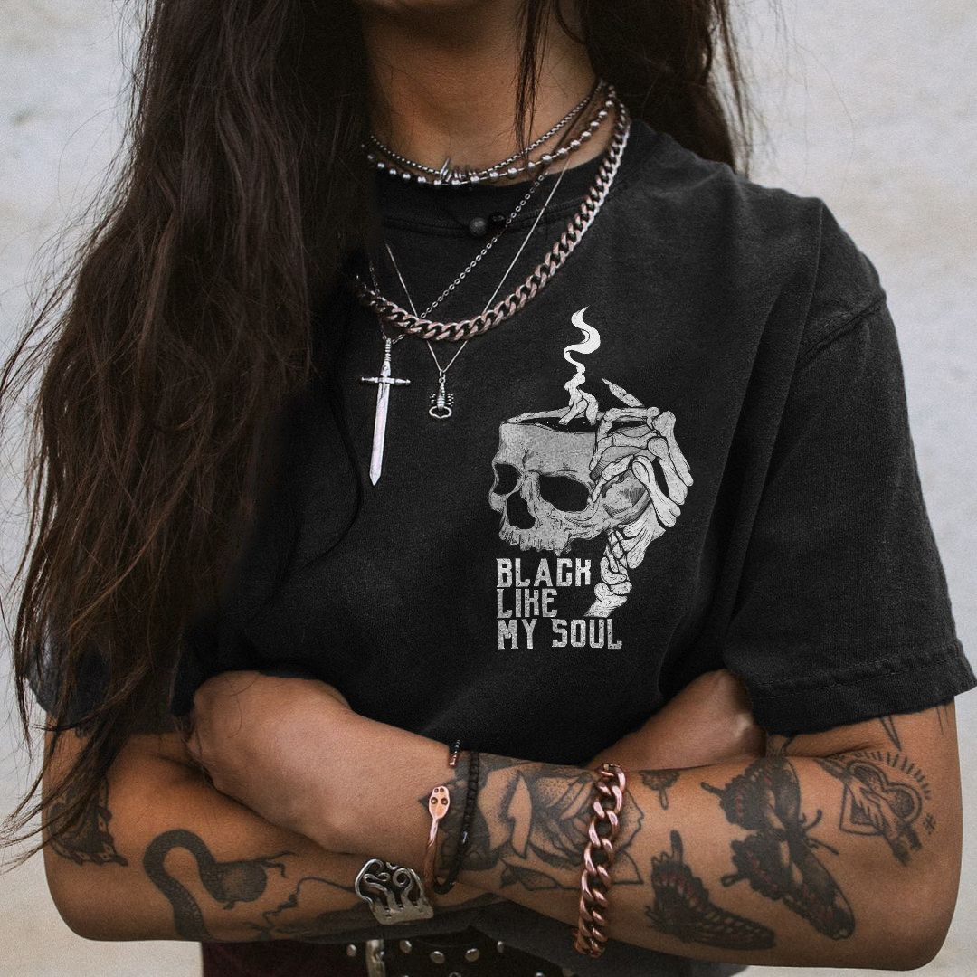 Black Like My Soul Skull T-shirt