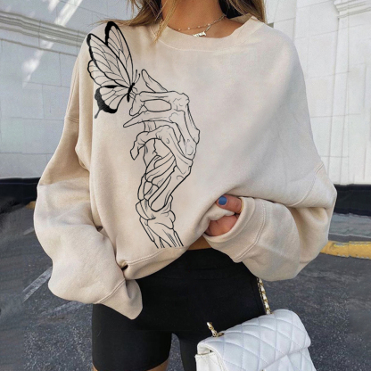 Skeleton And Butterfly Sweatshirt