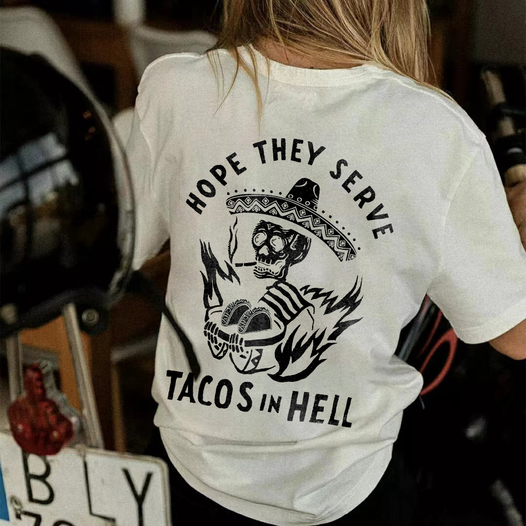 UPRANDY Hope They Serve Tacos In Hell Printed Black T-shirt