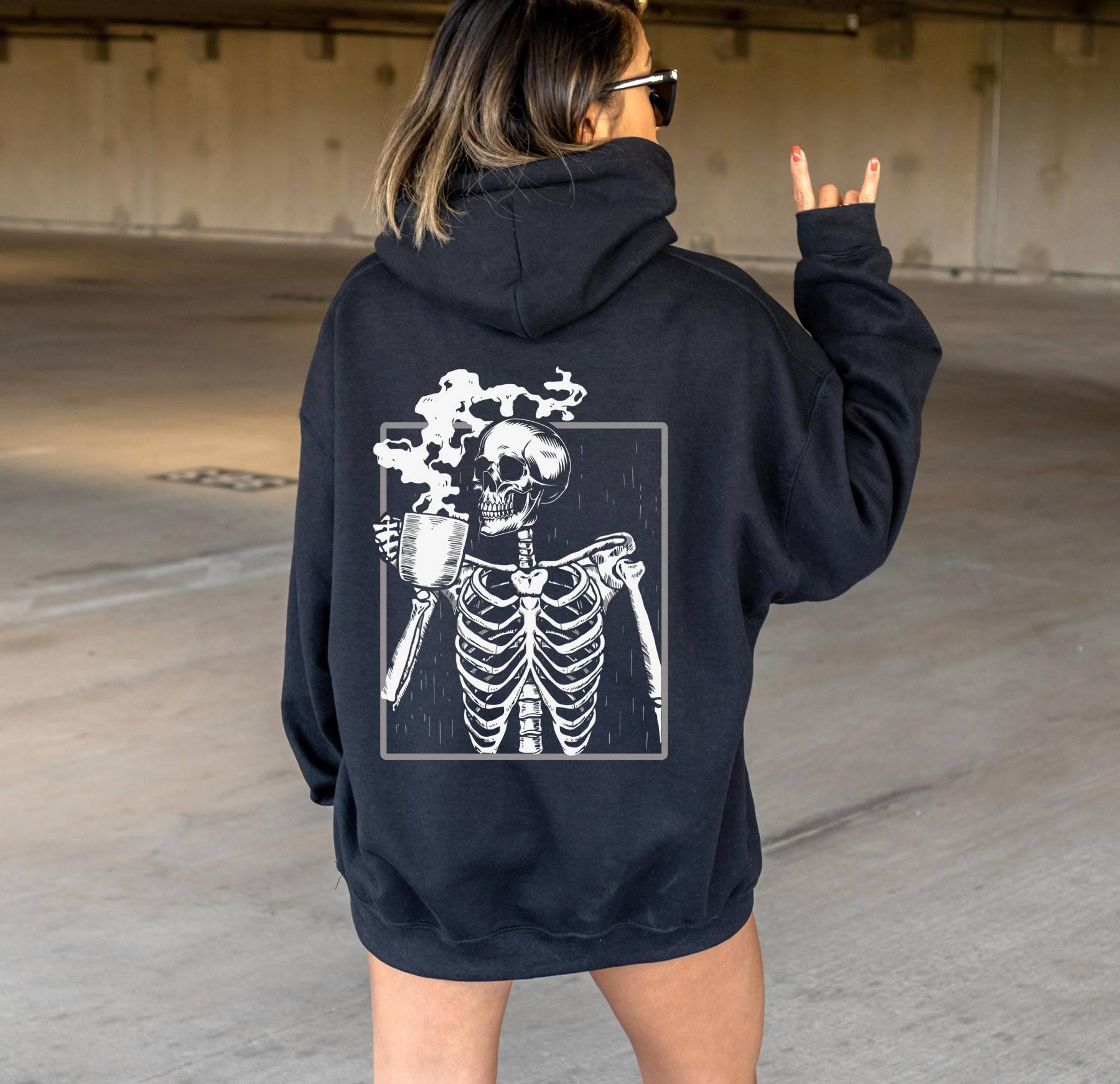 Skeleton Drinking Tea Hoodie