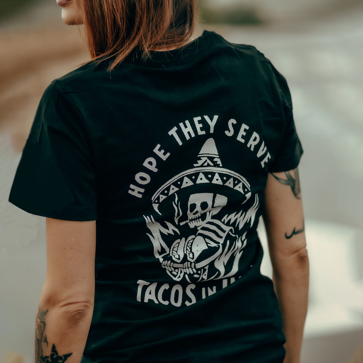 Hope They Serve Skull Graphic T-shirt