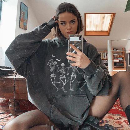 Happy Dancing Skulls Print Hoodie