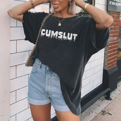Cumslut Print T-shirt