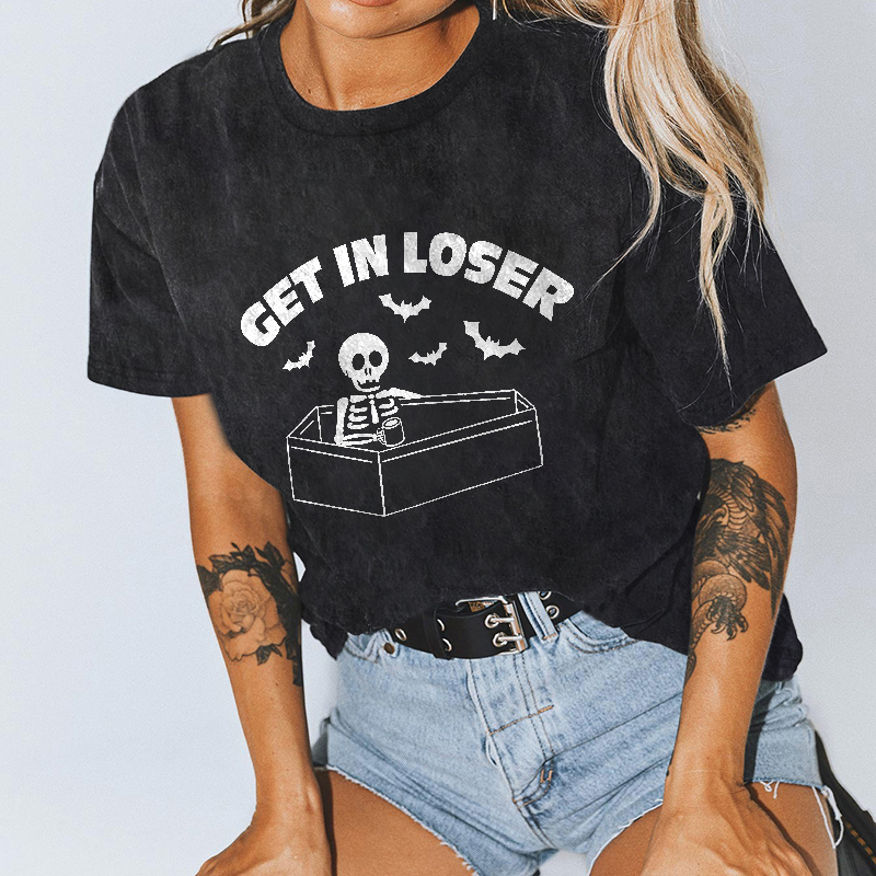 Get In Loser Printed Skeleton T-shirt