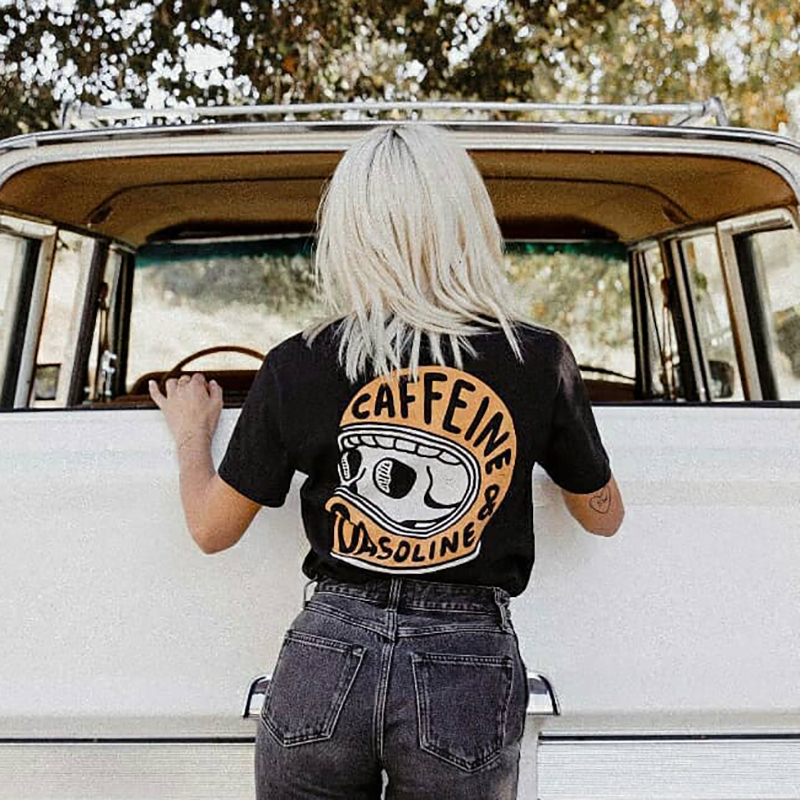 Caffeine & Gasoline skull t-shirt