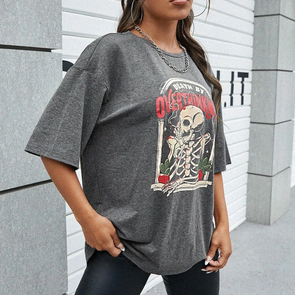 Death by overthinking Skeleton Printed T-shirt