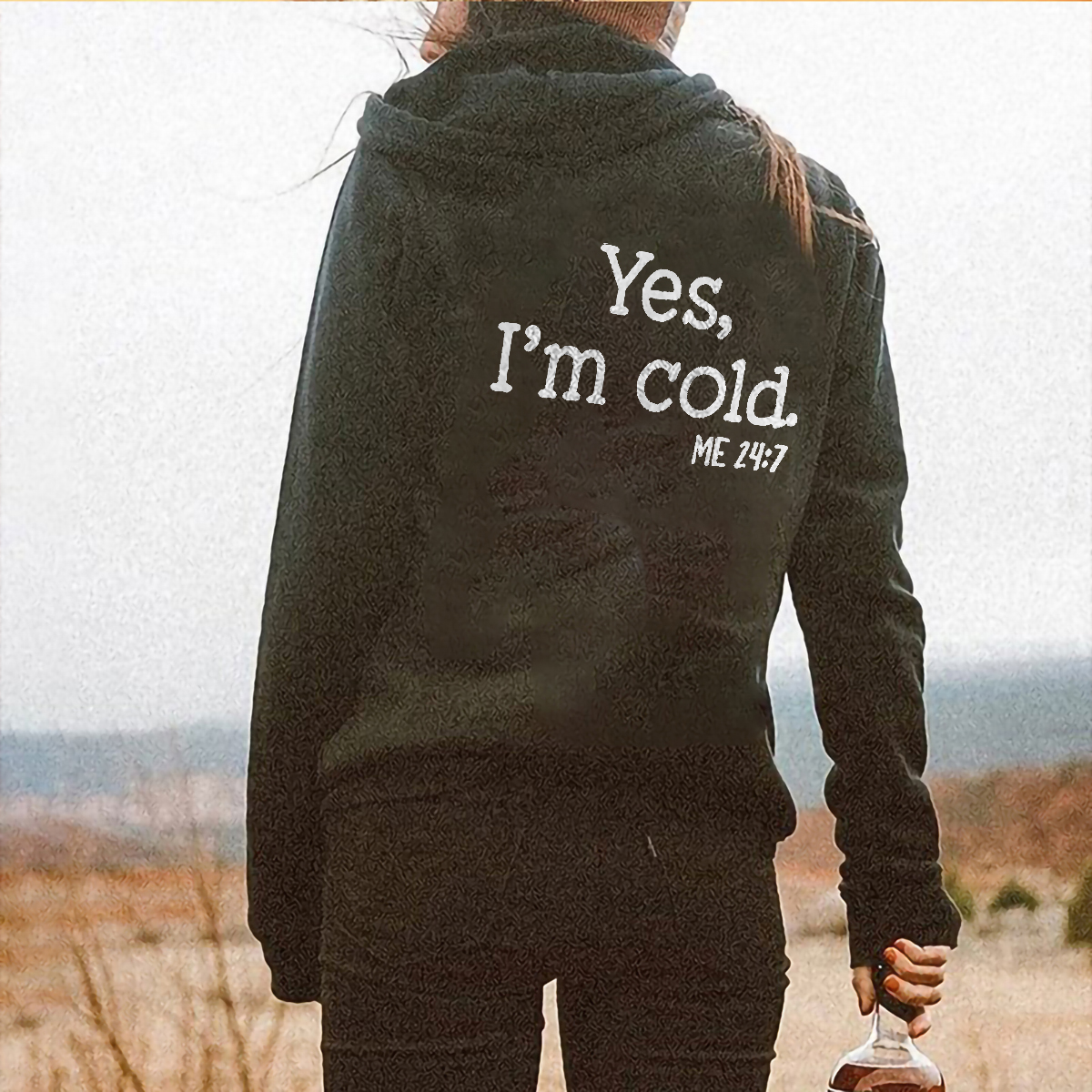 Yes,I'm Cold Letter Print Women's Hoodie
