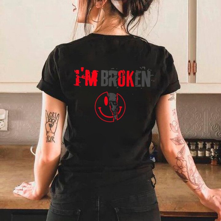 Vintage I'm Broken Skull Women's Monogram T-shirt