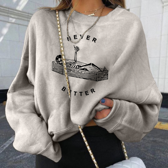 Never Better Skull Lying Down Printed Sweatshirt