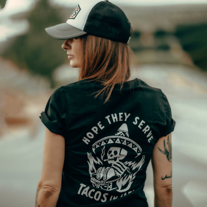 Hope They Serve Skull Graphic T-shirt