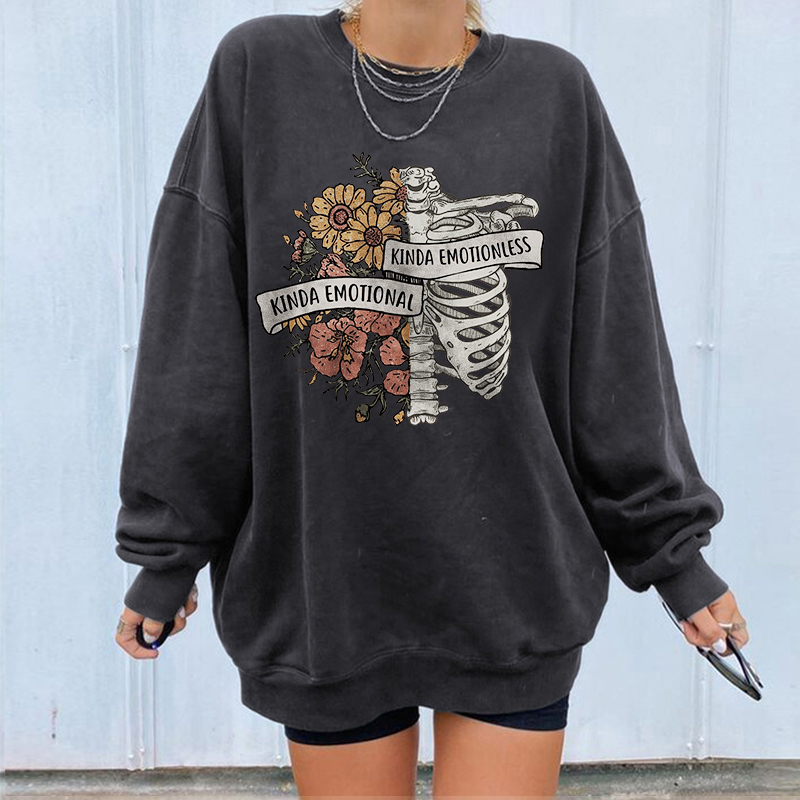 Kinda Emotional Sketelon Sweatshirt