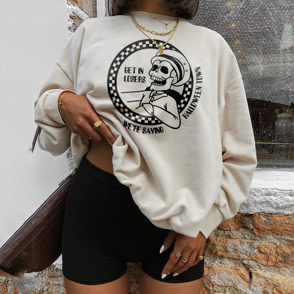 Get In Losers Skull Print Sweatshirt