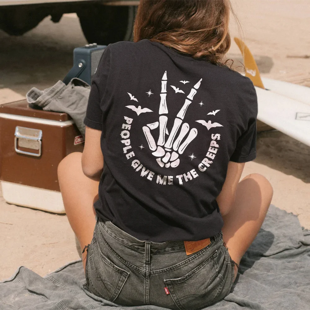 People Give Me The Creeps Sketelon T-shirt