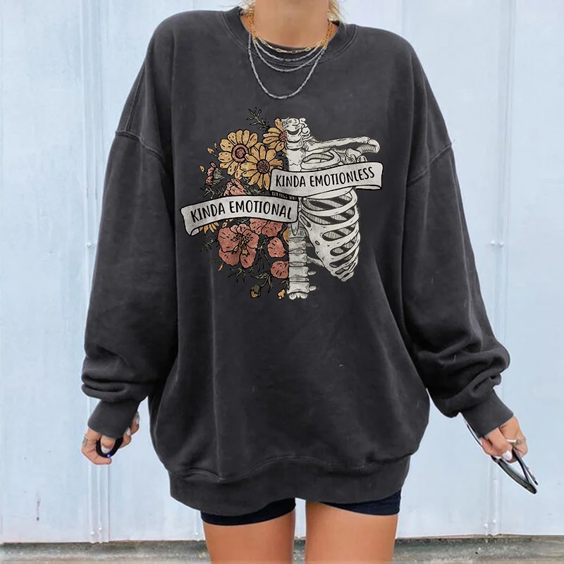 Kinda Emotional Sketelon Sweatshirt