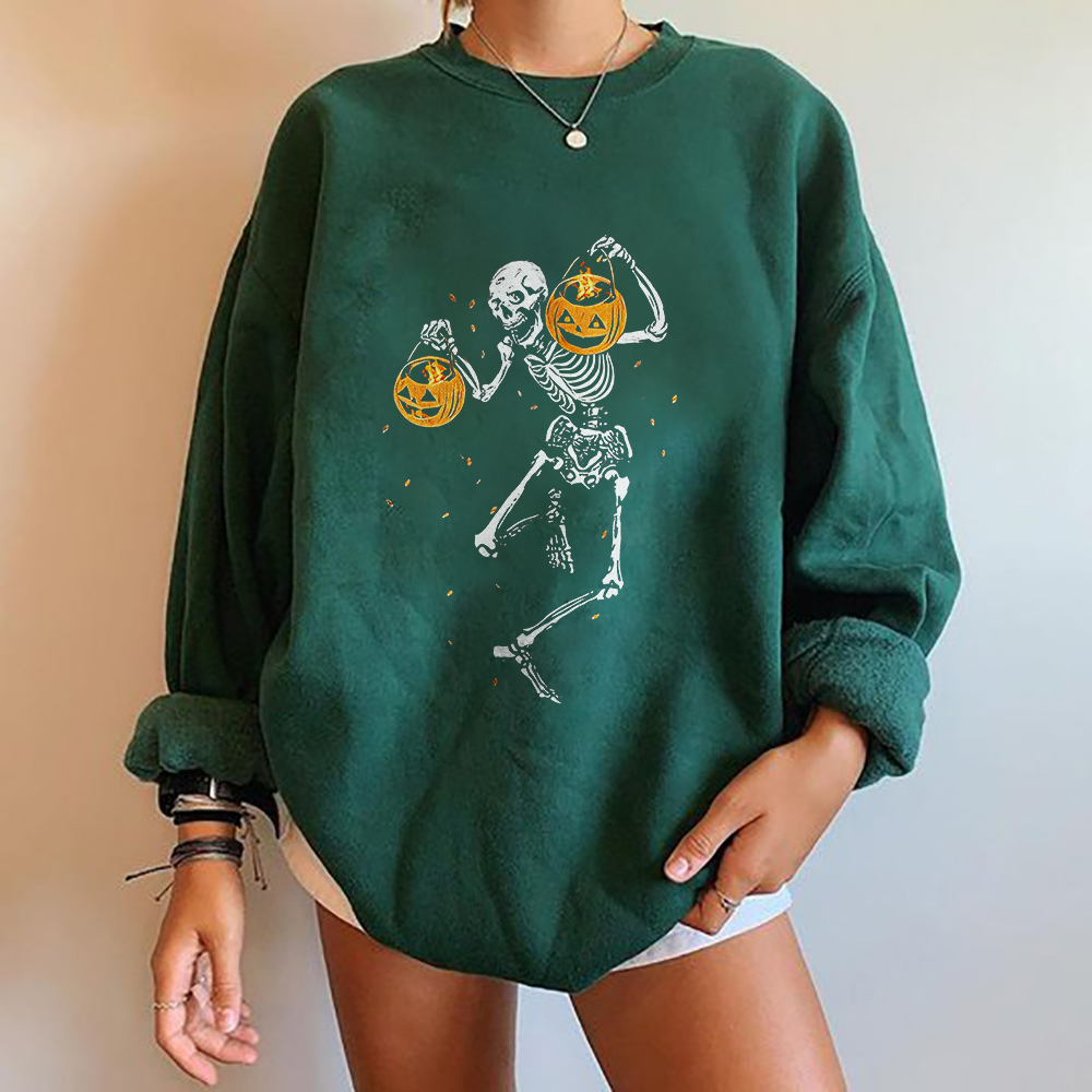 Skeleton And Pumpkin Lanterns Sweatshirt