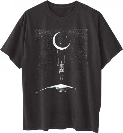 Vintage Casual Moon&Skull Print Loose T-Shirt