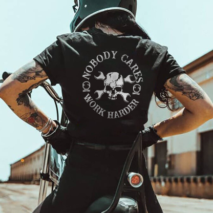 WORK HARDER skull print t-shirt