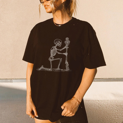 Skull Gun And Flower T-shirt
