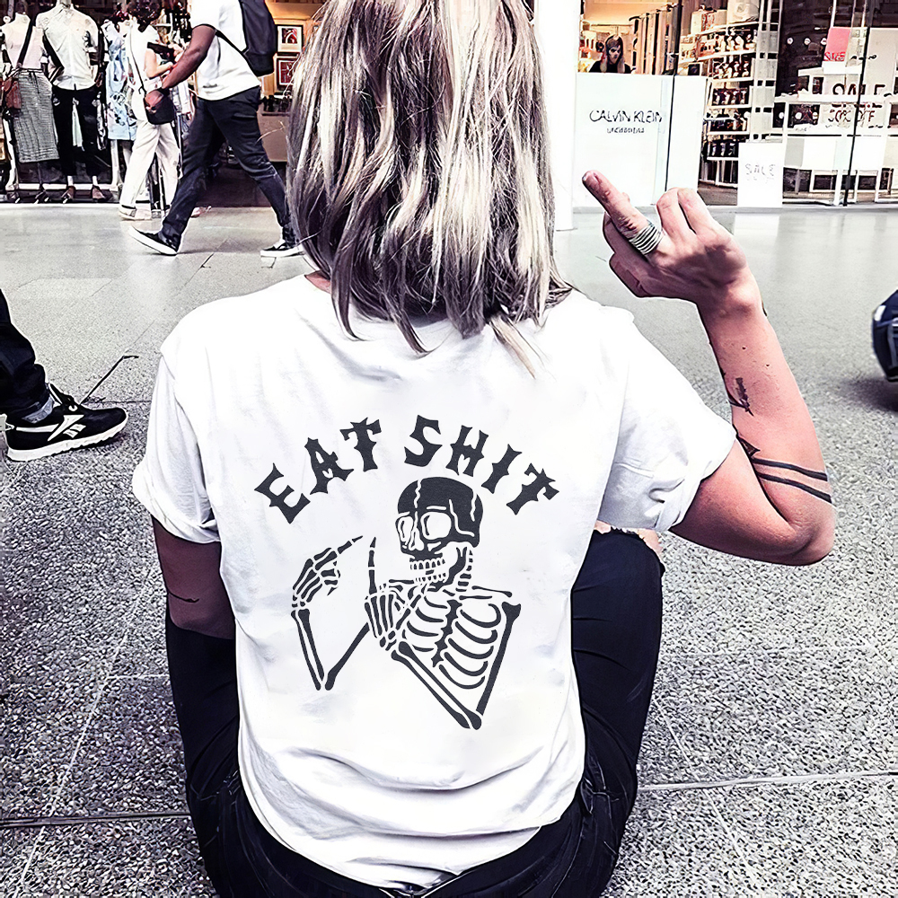 Eat Shit Printed Skeleton T-shirt