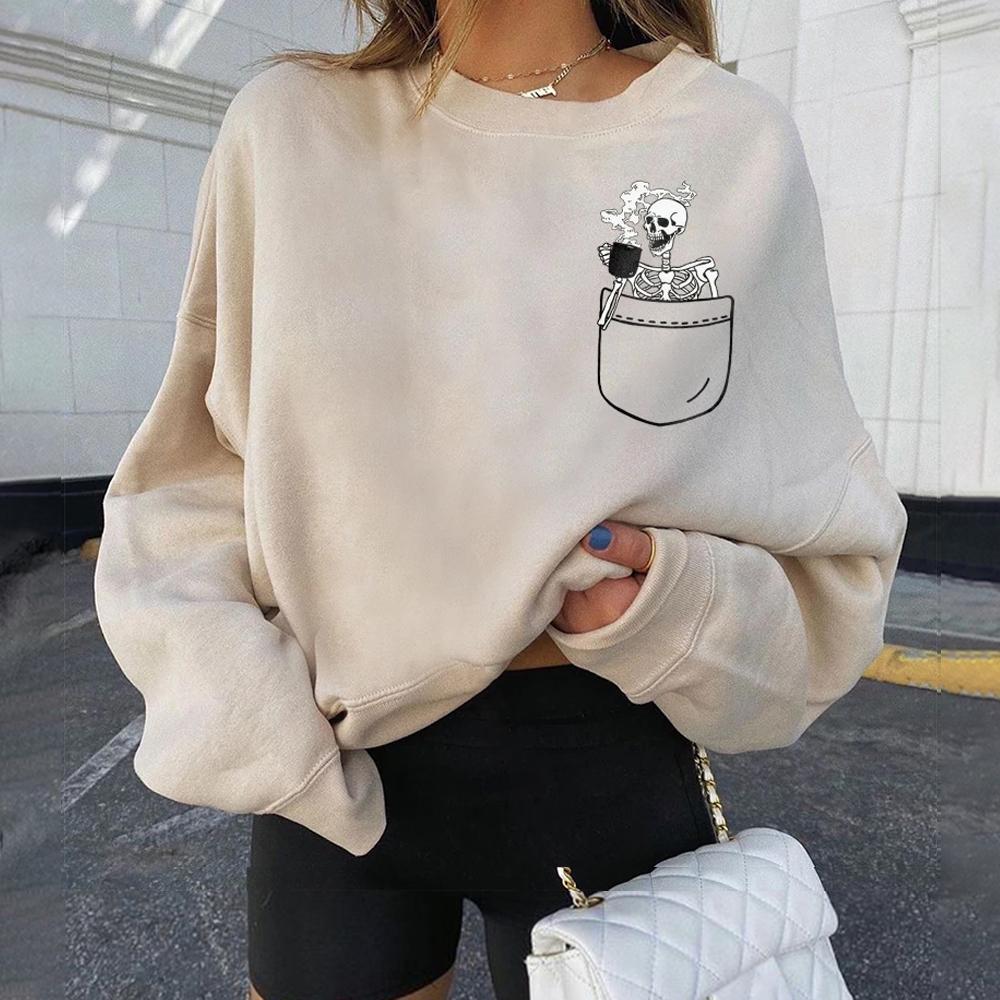 Skull In Fake Pocket Print Sweatshirt