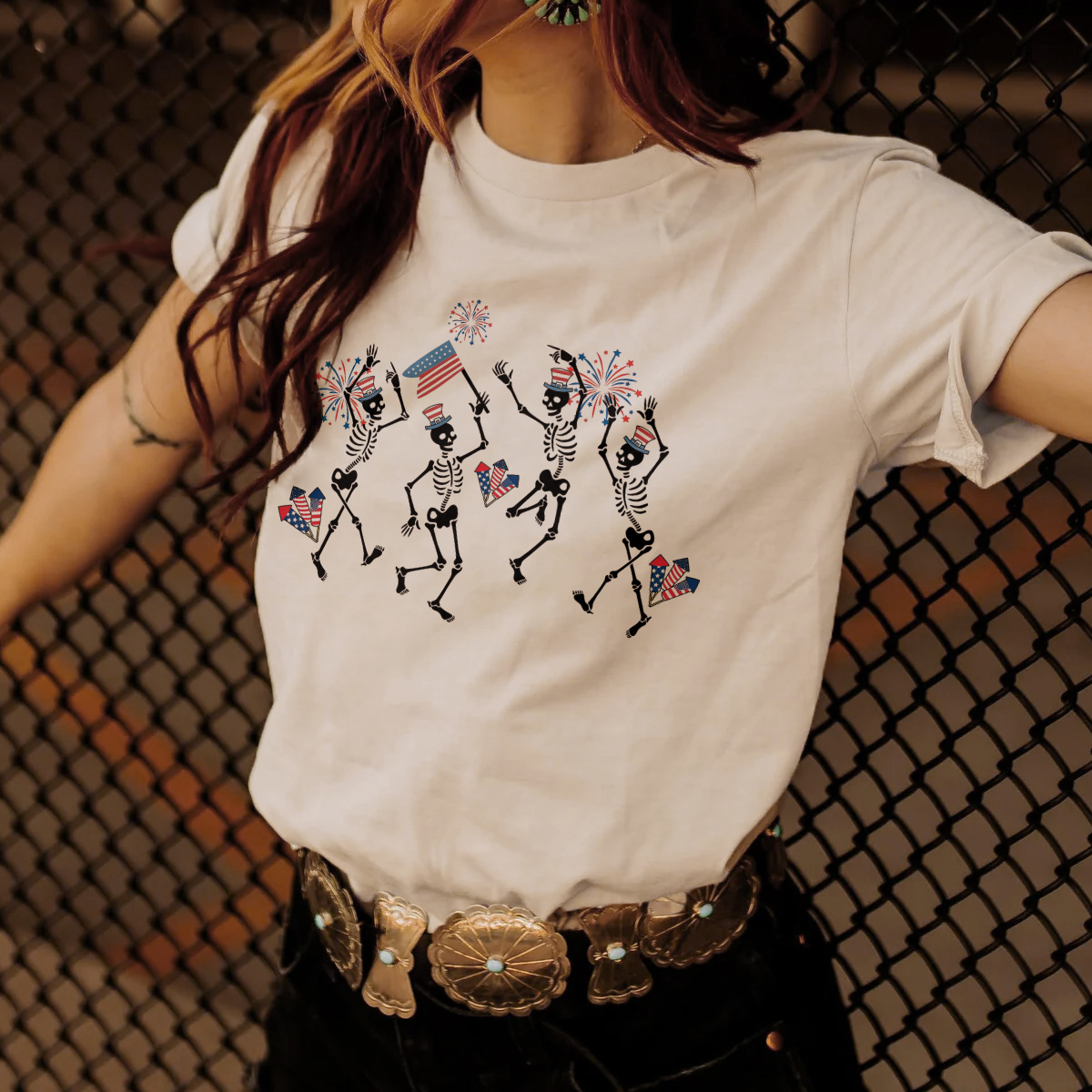 Dancing Skeletons Printed T-shirt