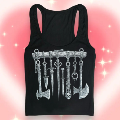 Medieval Weapons Print Tank Top