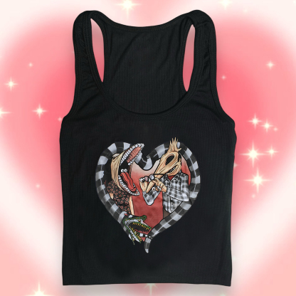 Snake Posing In A Heart Pattern Tank Top