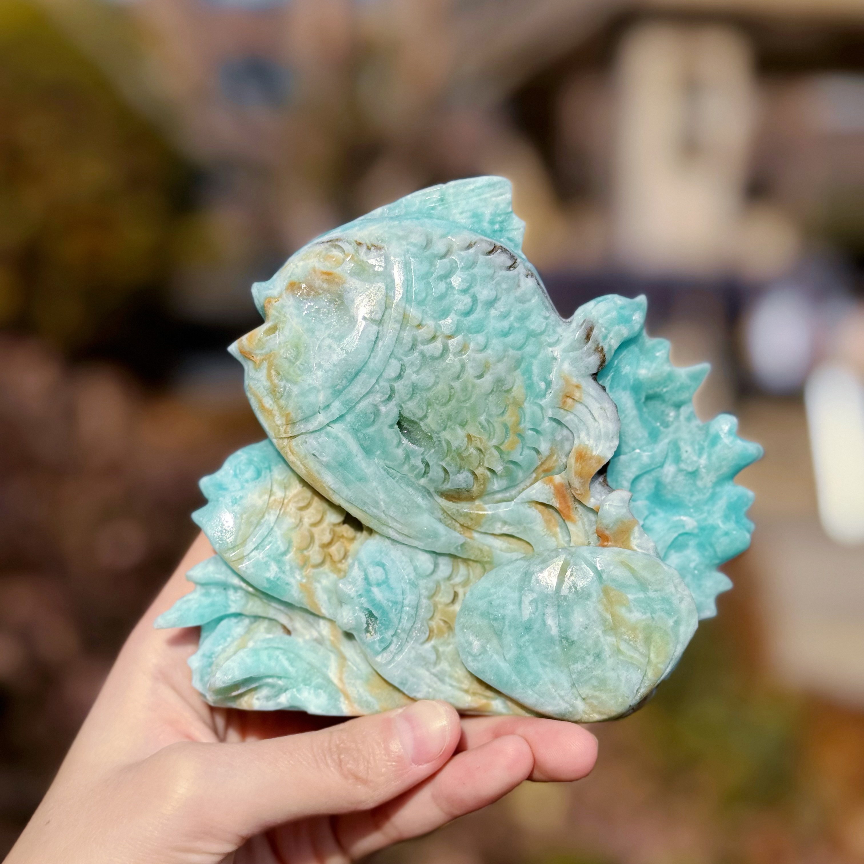 Charming Hemimorphite Fish Handcrafted Ornament