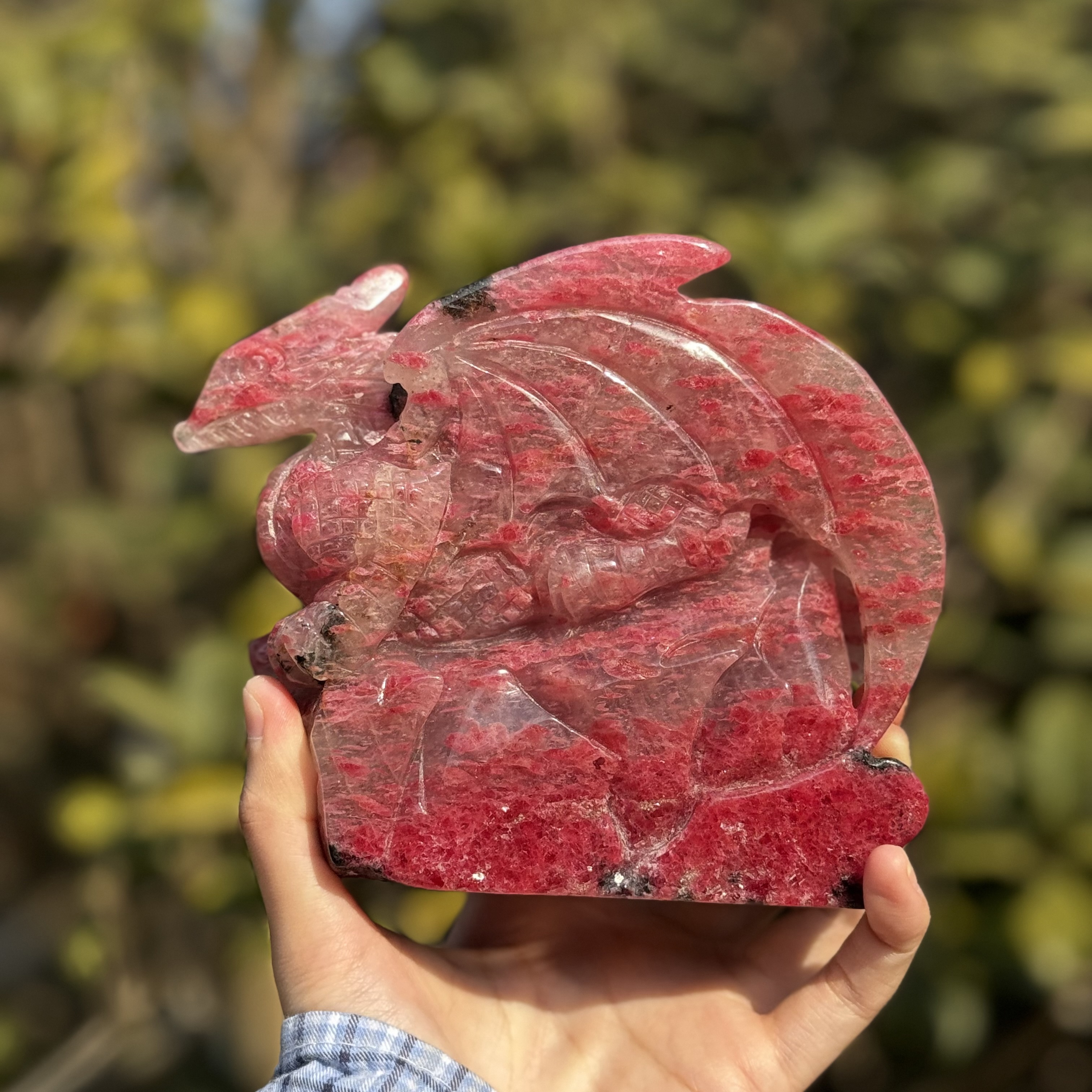 Gorgeous Rhodonite Dragon Handcrafted Artwork