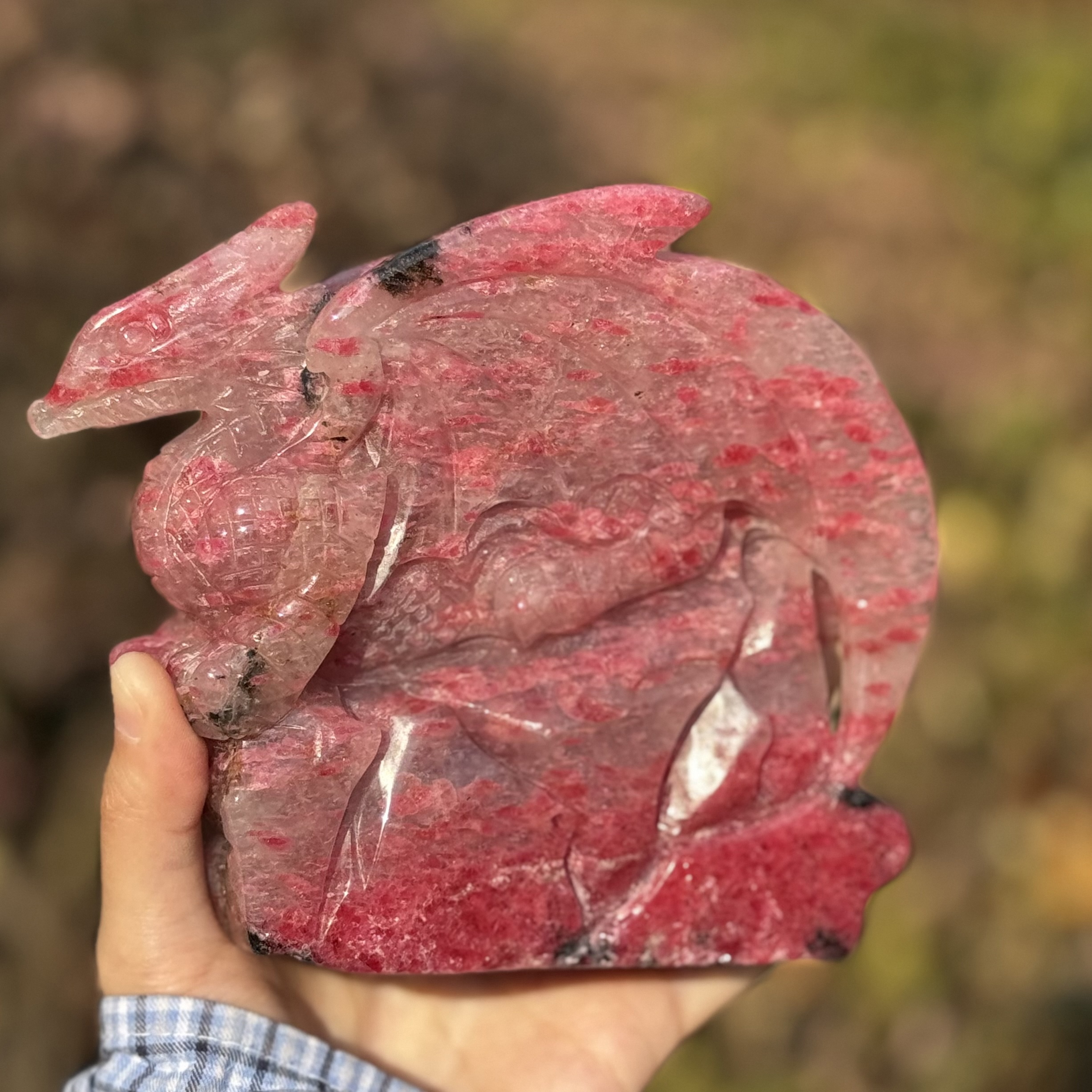 Gorgeous Rhodonite Dragon Handcrafted Artwork