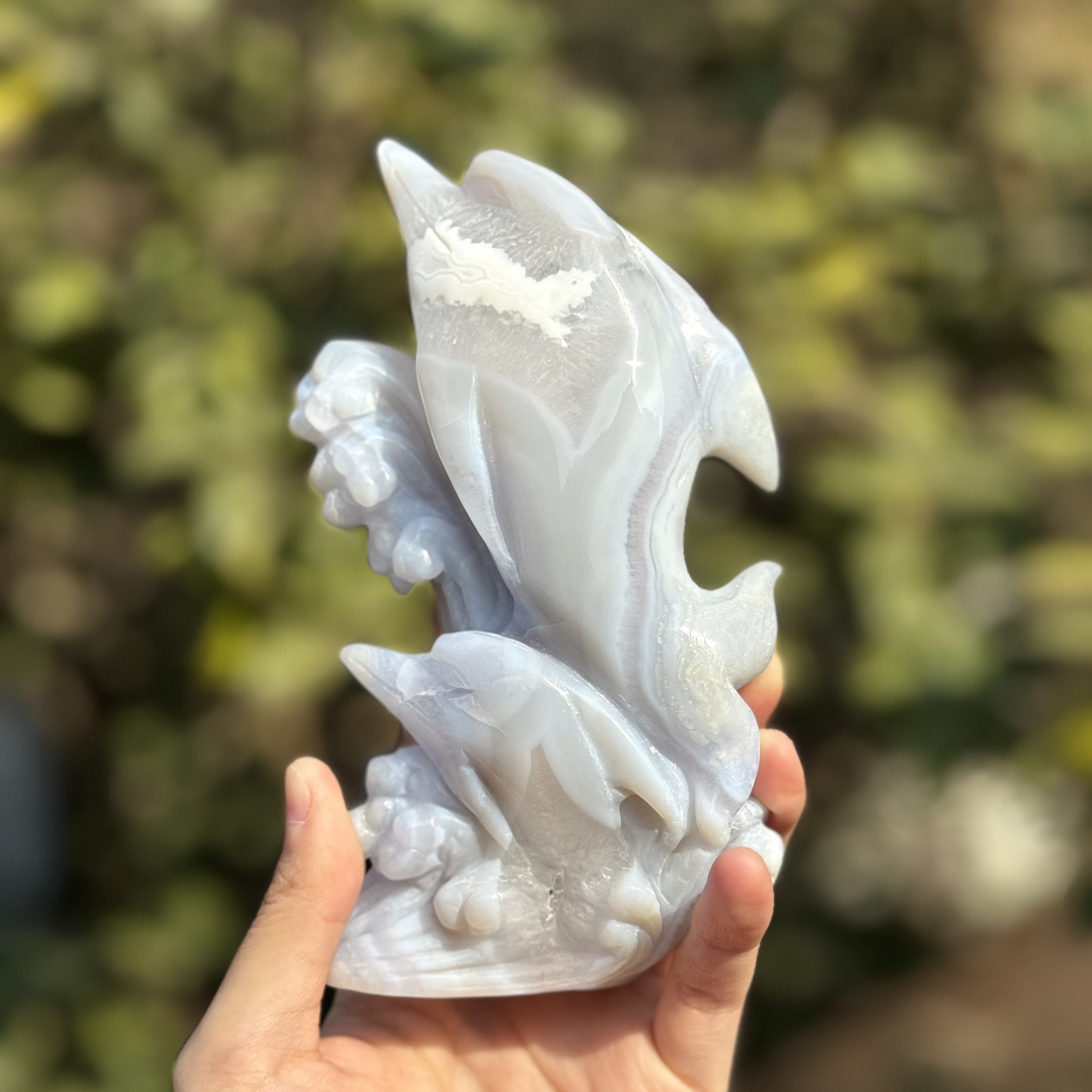 Blue Chalcedony Dolphin Carving