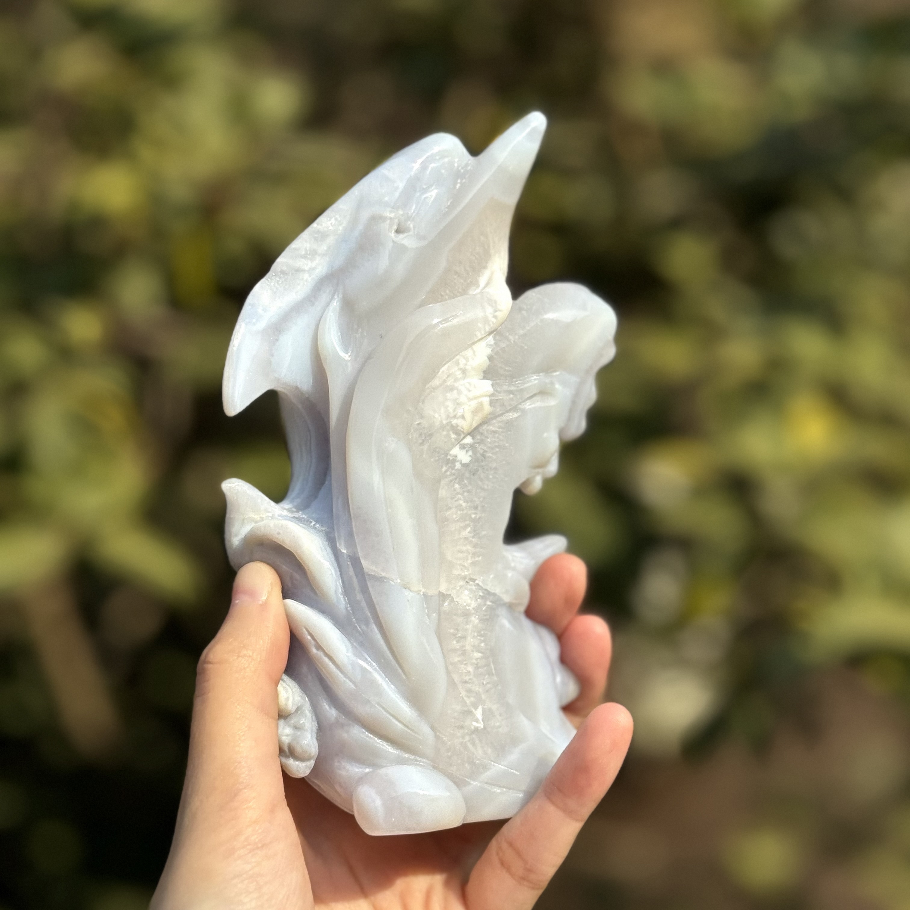 Blue Chalcedony Dolphin Carving