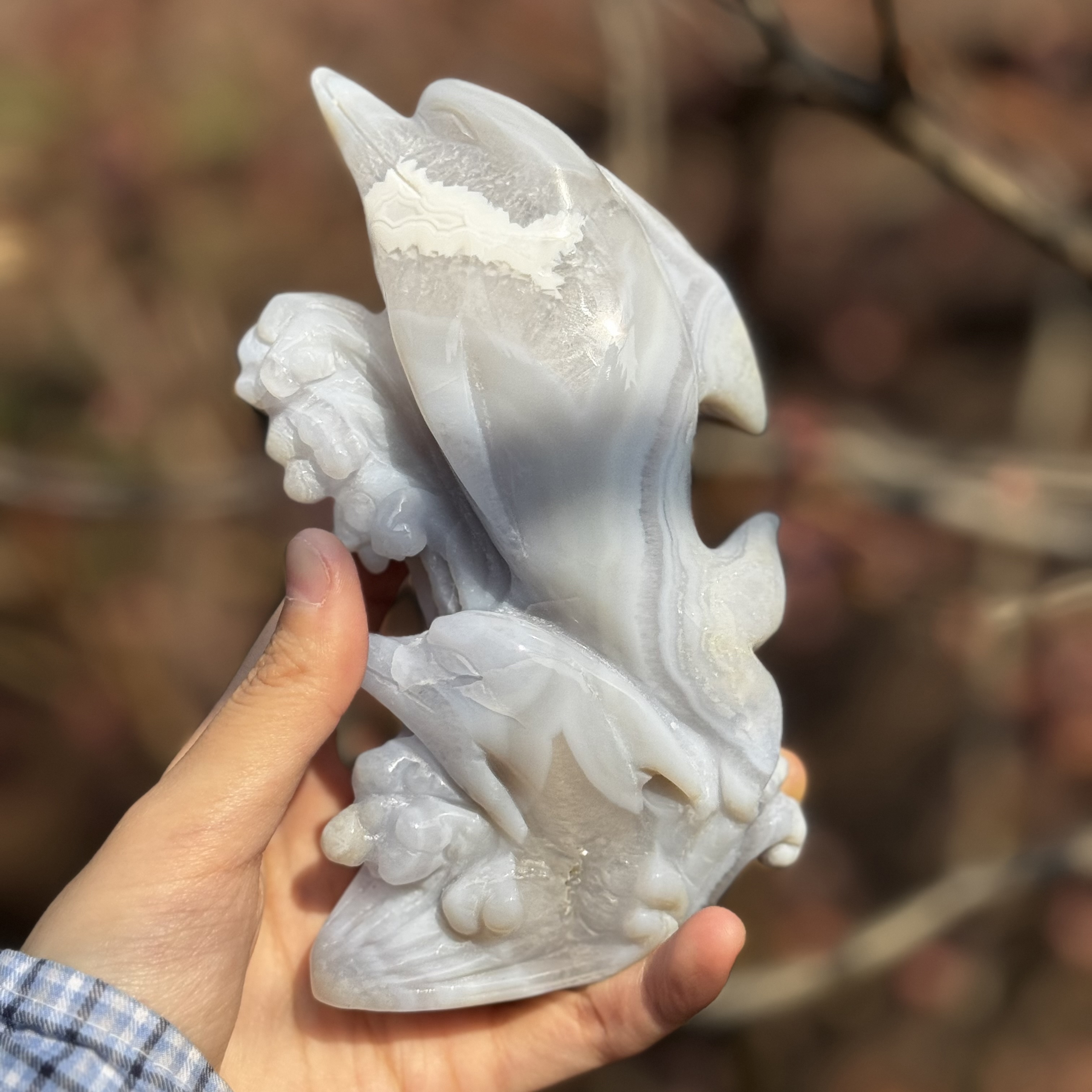 Blue Chalcedony Dolphin Carving
